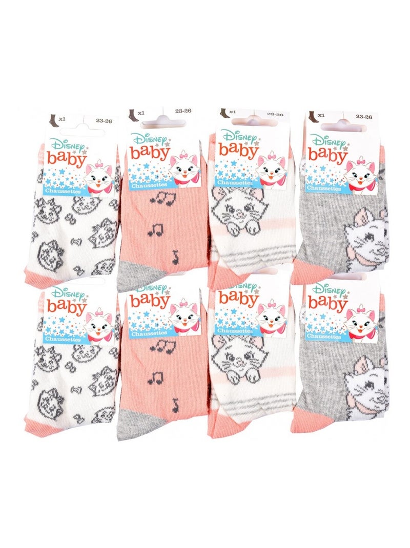 Calcetines Pack Niña DISNEY CLASSIC - Pack de 8 Blanco Rosa claro Gris - Kiabi