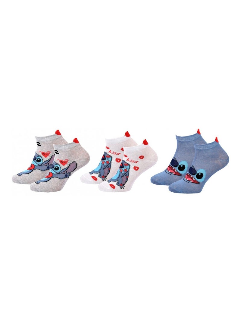 Calcetines Pack Niña DISNEY LILO Y STITCH Pack de 3 Azul Rosa Gris - Kiabi