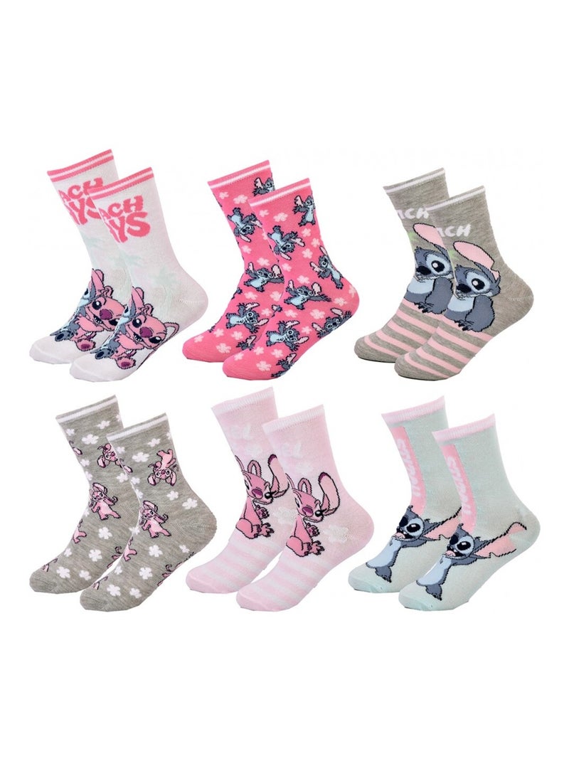 Calcetines Pack Niña DISNEY LILO Y STITCH Pack de 6 Blanco Rosa oscuro Gris - Kiabi