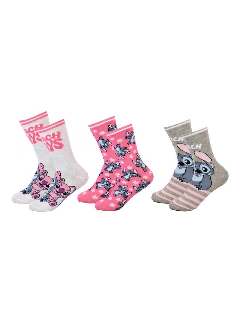 Calcetines Pack Niña DISNEY LILO Y STITCH Pack de 6 Blanco Rosa oscuro Gris - Kiabi