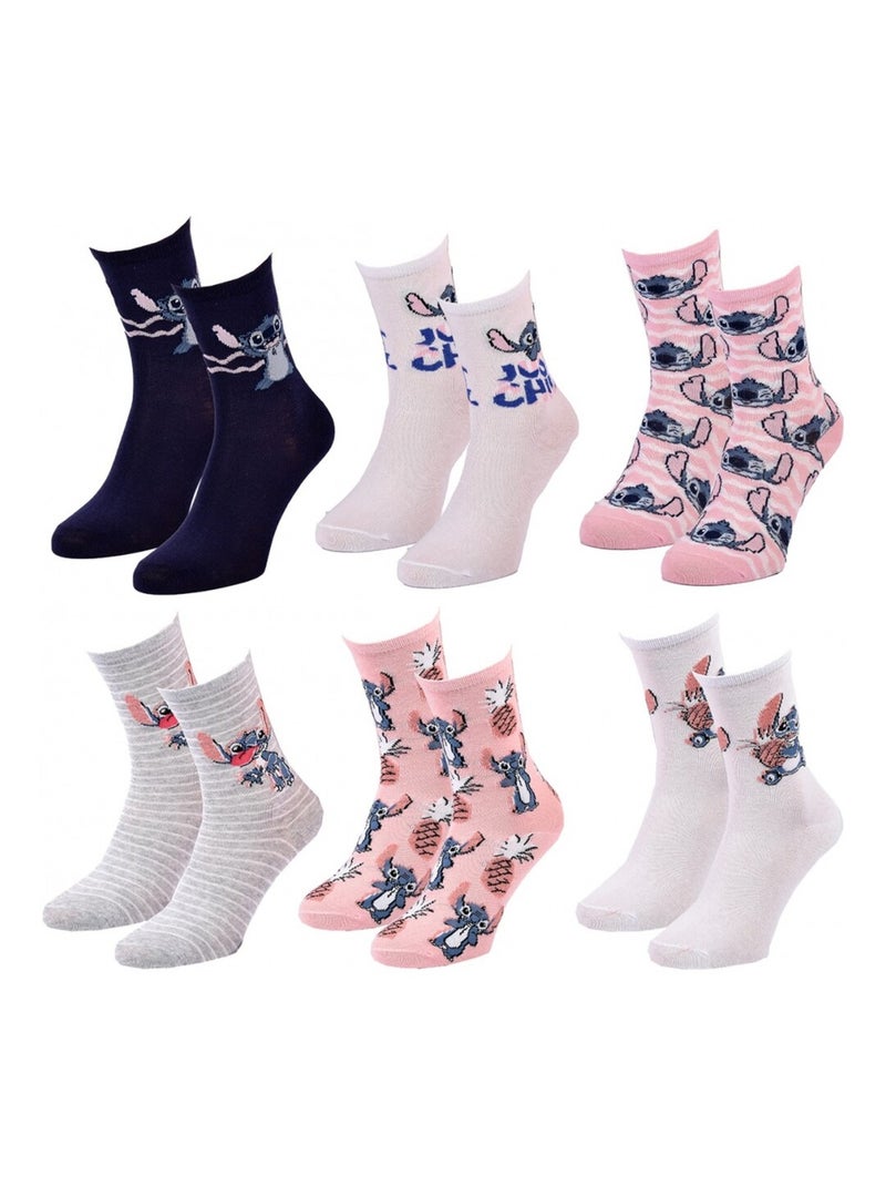 Calcetines Pack Niña DISNEY LILO Y STITCH Pack de 6 Gris/Blanco/Rosa - Kiabi
