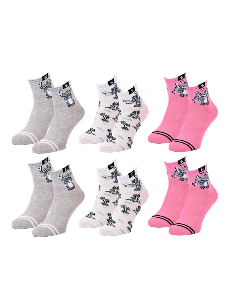 Calcetines Pack Niña DISNEY LILO Y STITCH Pack de 6 Gris/Blanco/Rosa - Kiabi