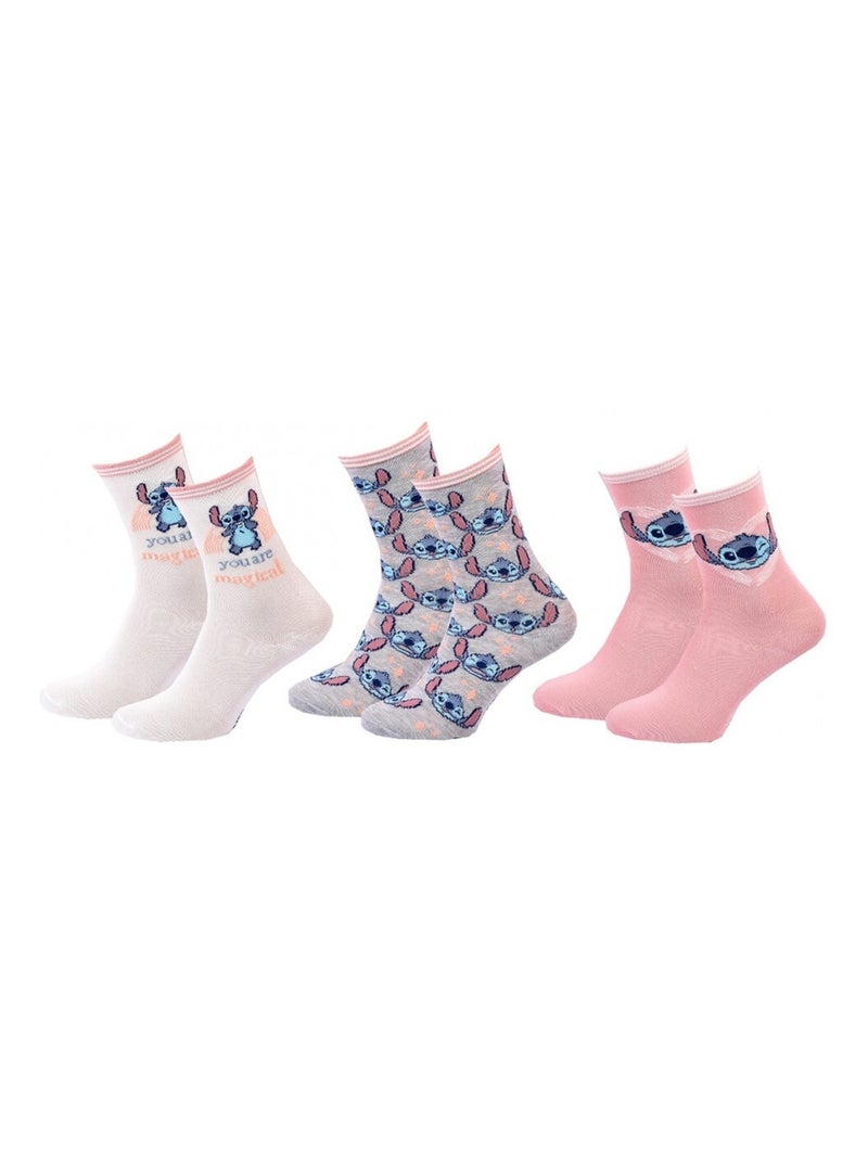 Calcetines Pack Niña DISNEY LILO Y STITCH Pack de 6 Rosa pastel/Menta/Blanco/Beige - Kiabi
