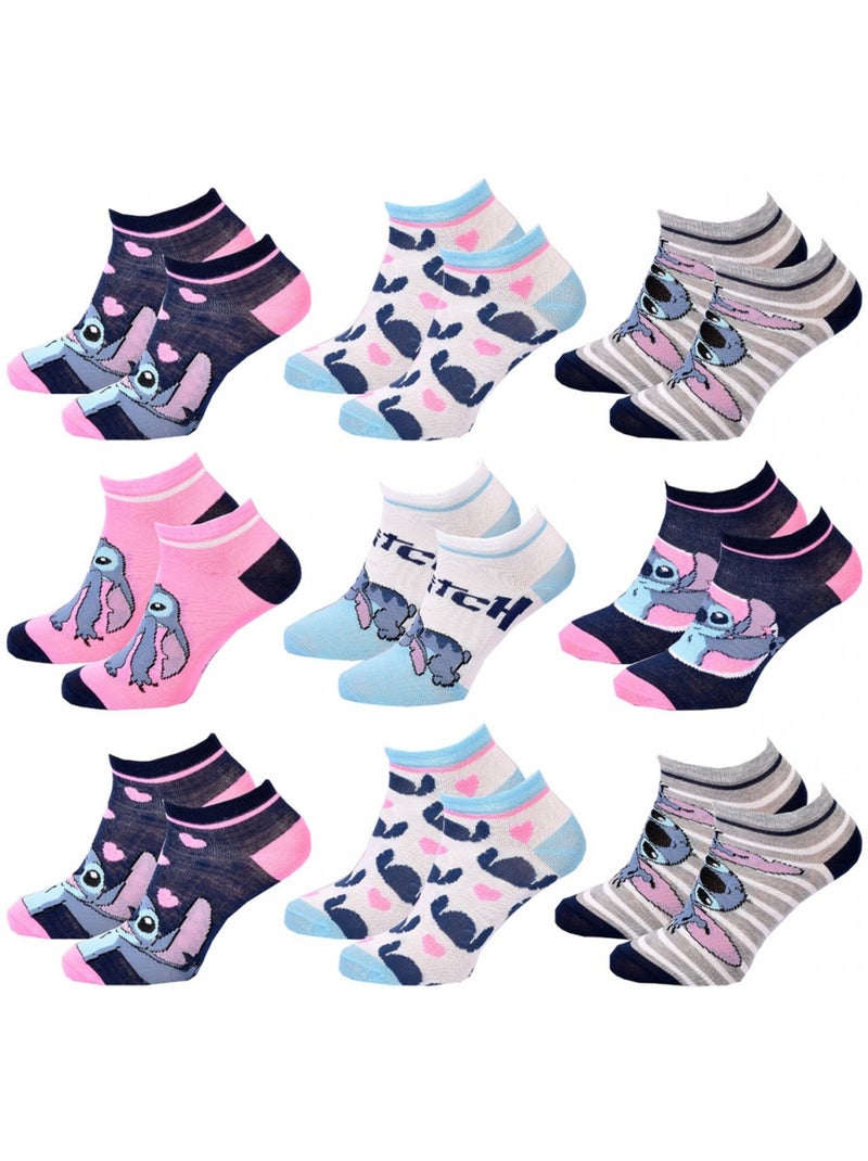 Calcetines Pack Niña DISNEY LILO Y STITCH Pack de 9 Azul Multicolor Blanco - Kiabi