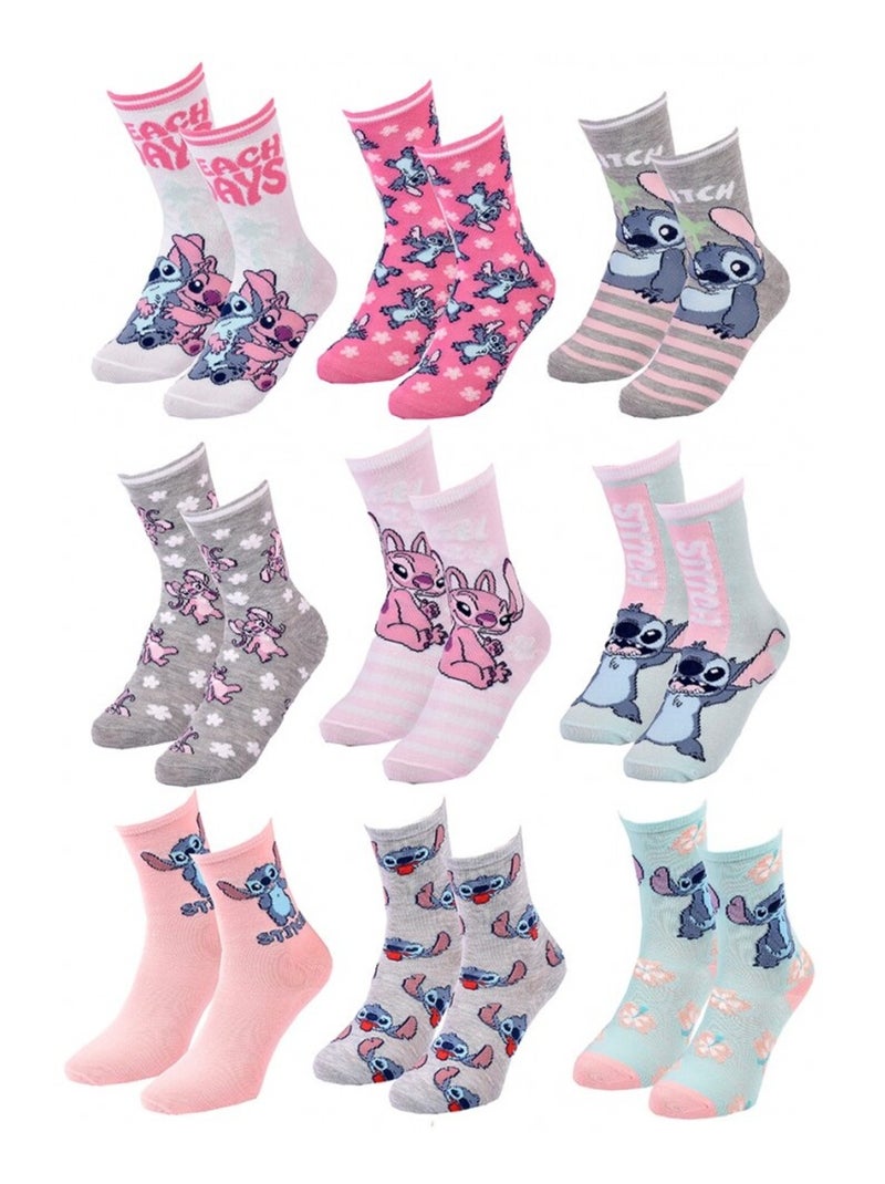 Calcetines Pack Niña DISNEY LILO Y STITCH Pack de 9 Blanco Multicolor Gris - Kiabi