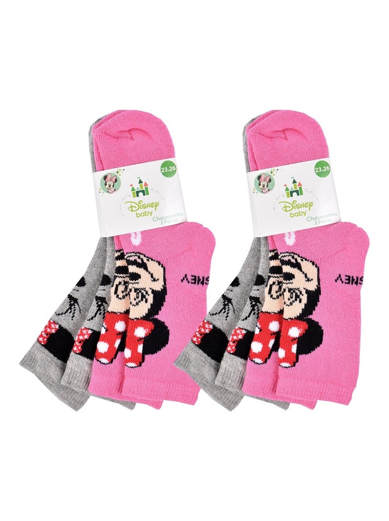 Calcetines Pack Niña DISNEY MINNIE Pack de 4 Pares Gris rosa - Kiabi