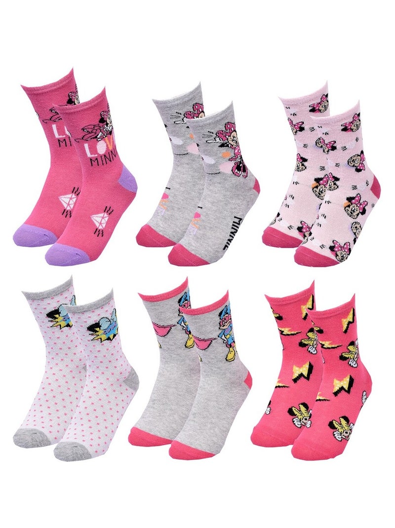 Calcetines Pack Niña DISNEY MINNIE Pack de 6 Pares Blanco Rosa Azul - Kiabi