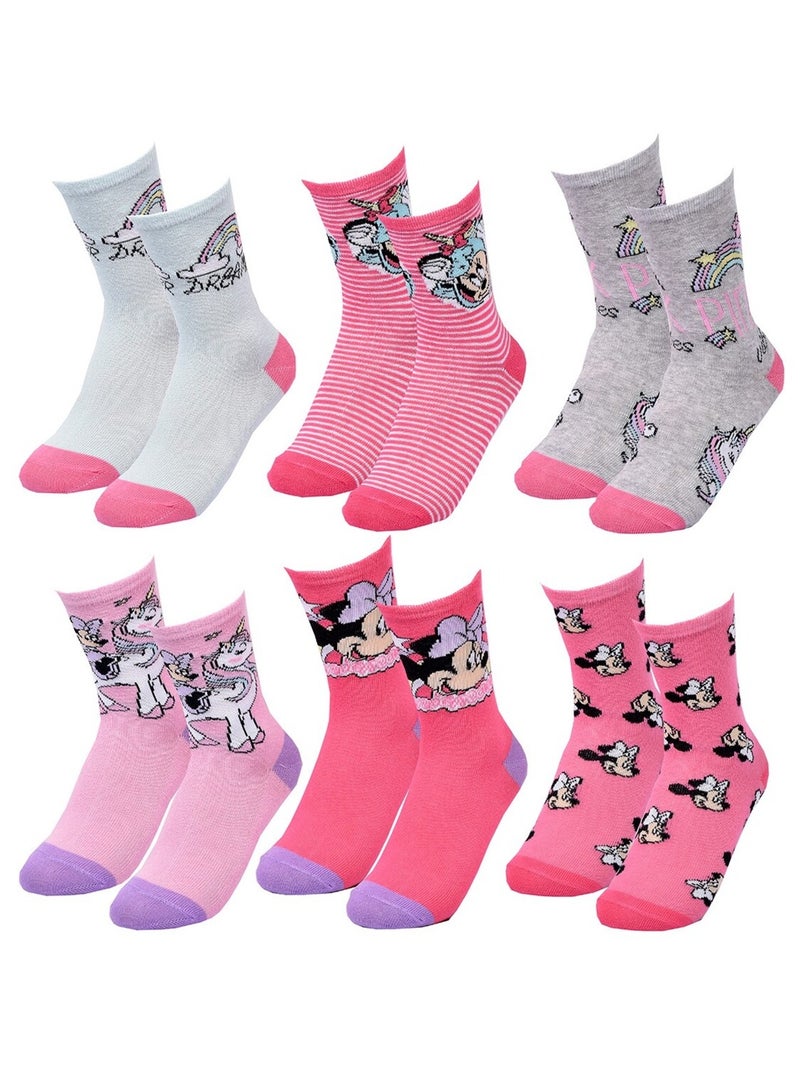Calcetines Pack Niña DISNEY MINNIE Pack de 6 Pares Blanco Rosa oscuro Gris - Kiabi