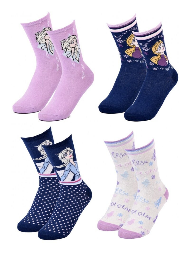 Calcetines Pack Niña LA REINE DES NEIGES - Pack de 4 Blanco Violeta claro Blanco - Kiabi