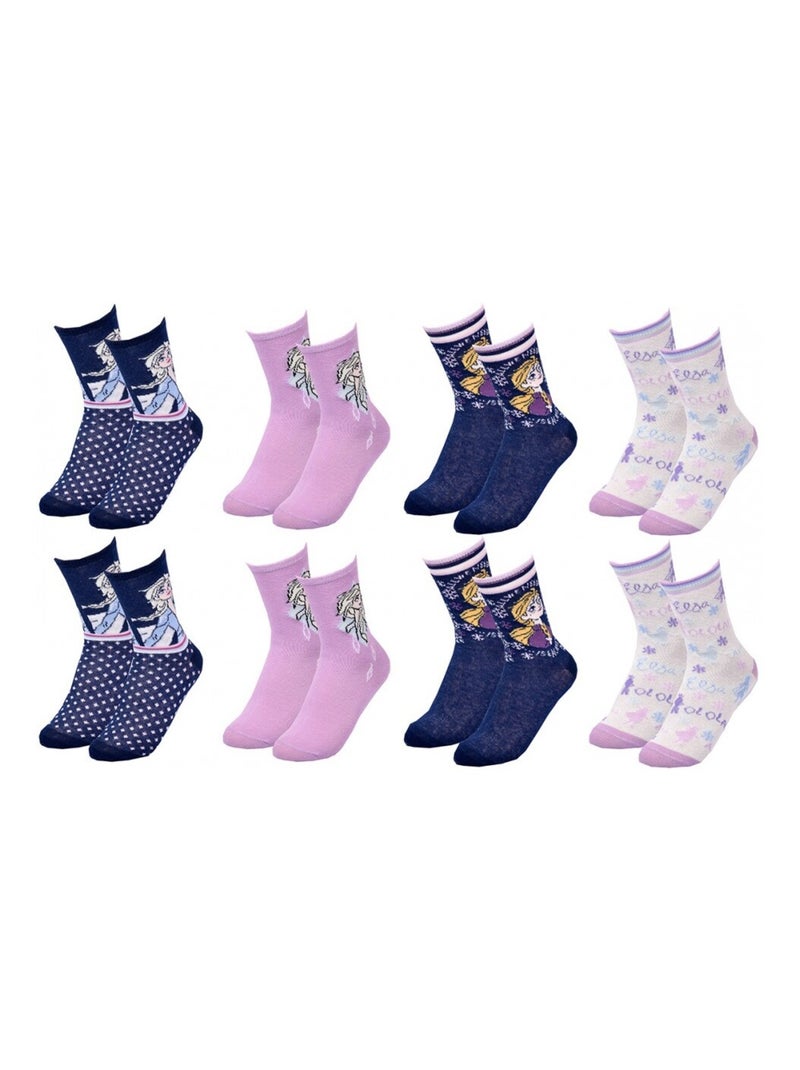 Calcetines Pack Niña LA REINE DES NEIGES - Pack de 8 Blanco Violeta Blanco - Kiabi