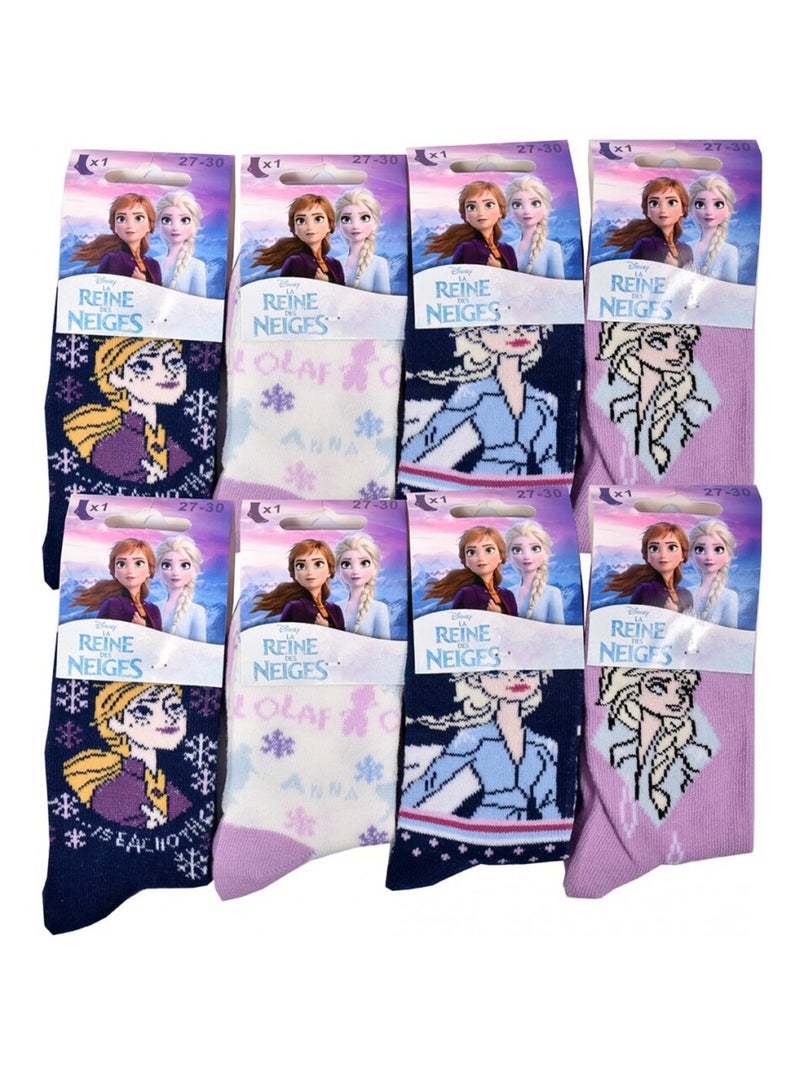 Calcetines Pack Niña LA REINE DES NEIGES - Pack de 8 Blanco Violeta Blanco - Kiabi