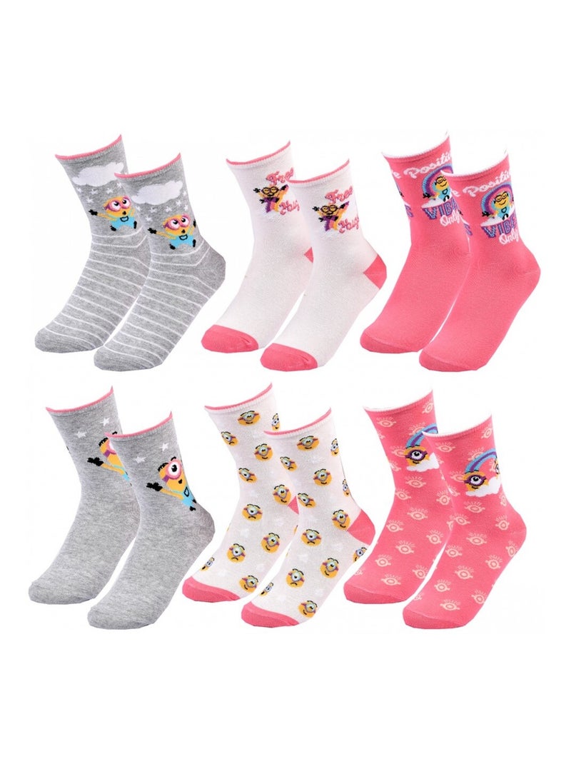 Calcetines Pack Niña MOI MOCHE ET MECHANT - Pack de 6 Blanco Rosa Gris - Kiabi