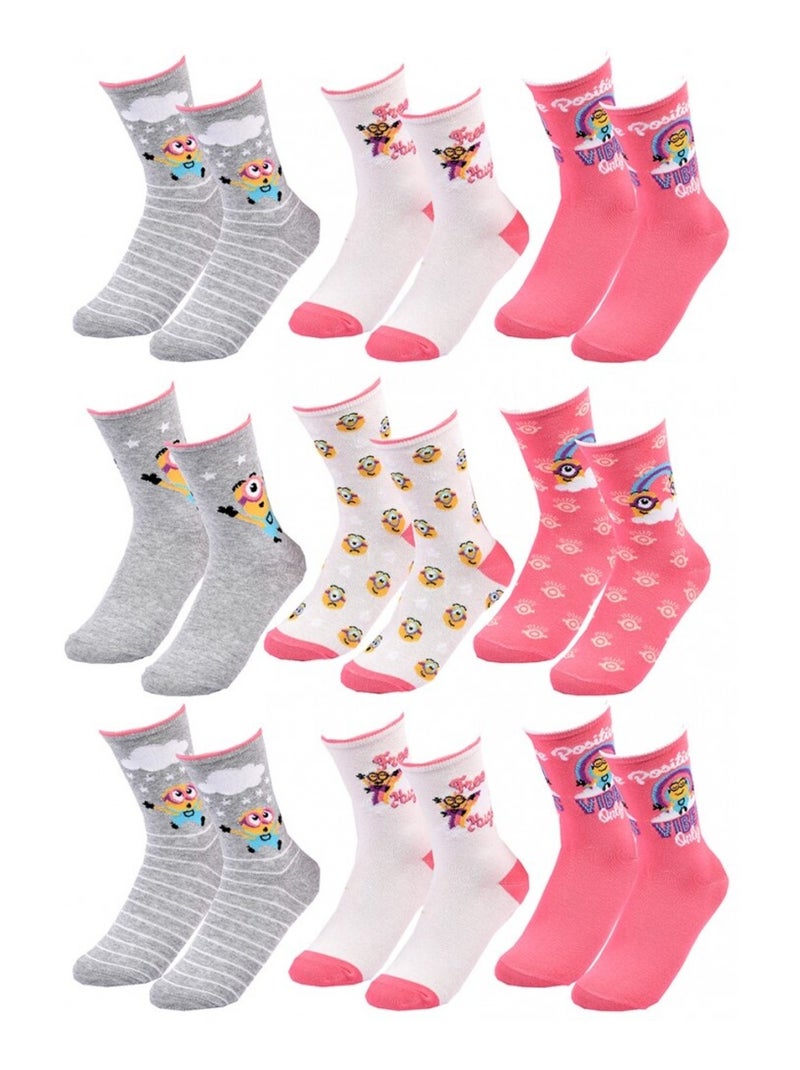 Calcetines Pack Niña MOI MOCHE ET MECHANT - Pack de 9 Blanco Rosa Gris - Kiabi