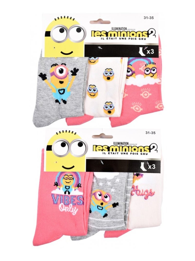 Calcetines Pack Niña MOI MOCHE ET MECHANT - Pack de 9 Blanco Rosa Gris - Kiabi
