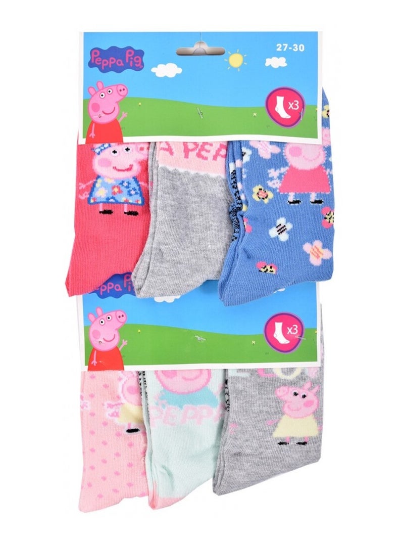 Calcetines Pack Niña PEPPA PIG - Pack de 9 Gris rosa blanco - Kiabi