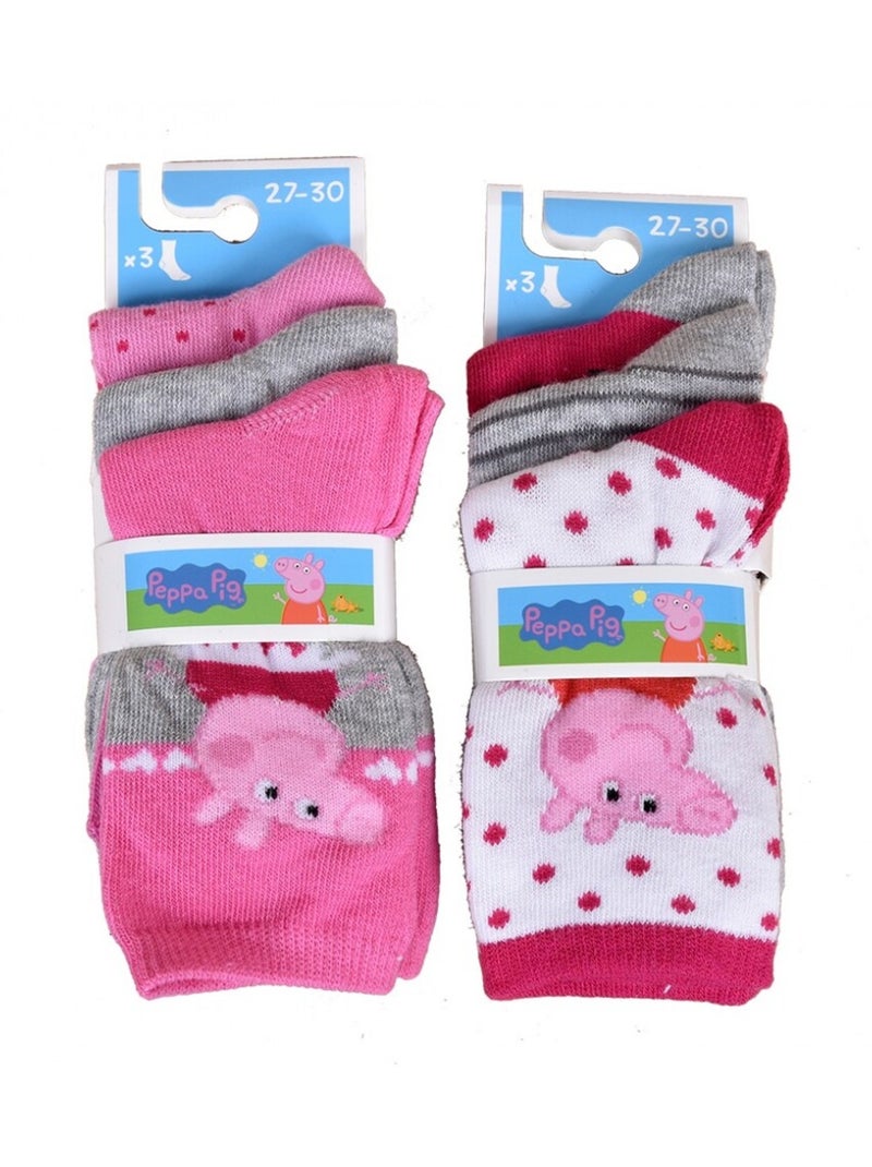 Calcetines Pack Niña PEPPA PIG - Pack de 9 Gris rosa blanco - Kiabi