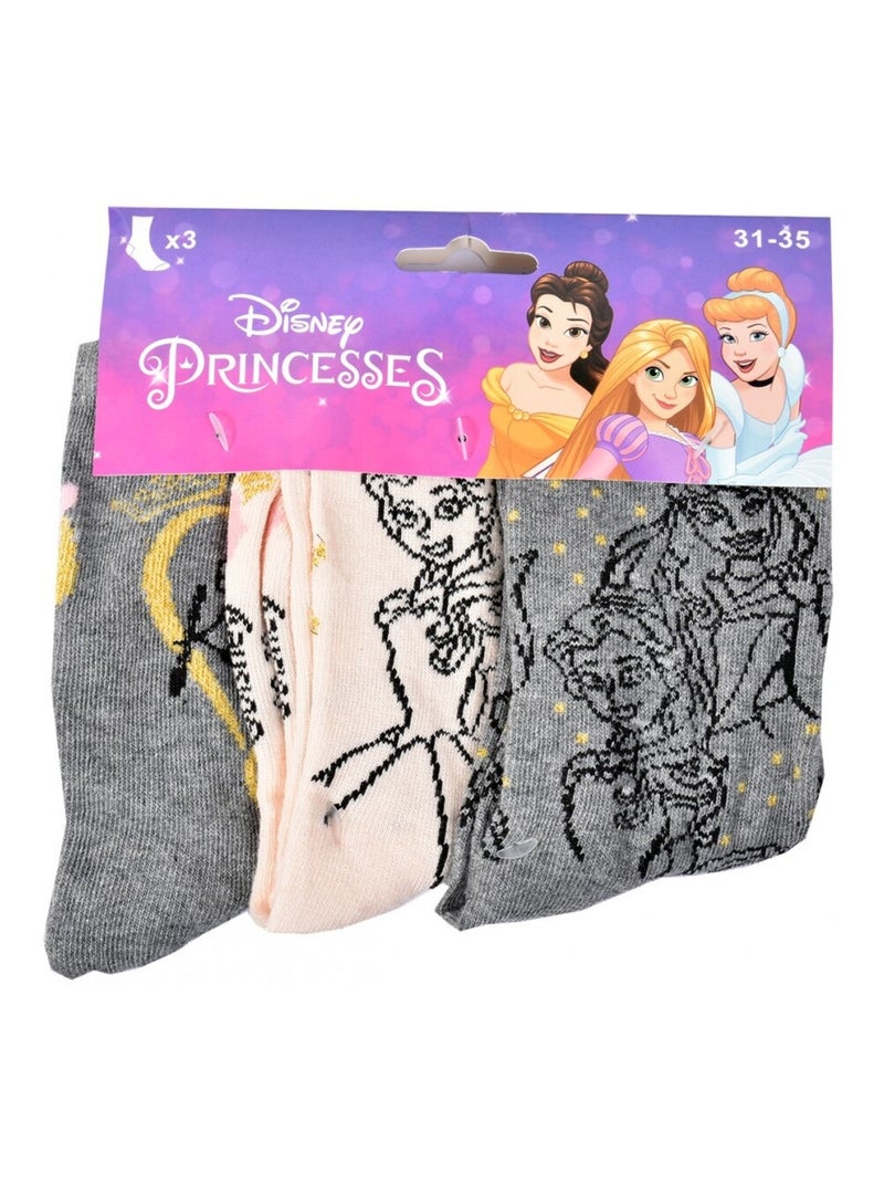 Calcetines Pack Niña PRINCESAS DISNEY - Pack de 9 Gris amarillo gris - Kiabi