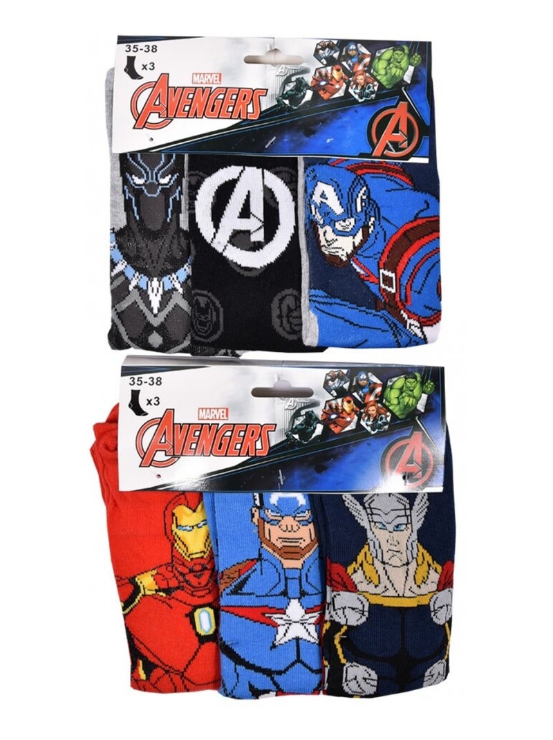 Calcetines Pack Niño AVENGERS - Pack de 9 Negro Rojo Azul - Kiabi