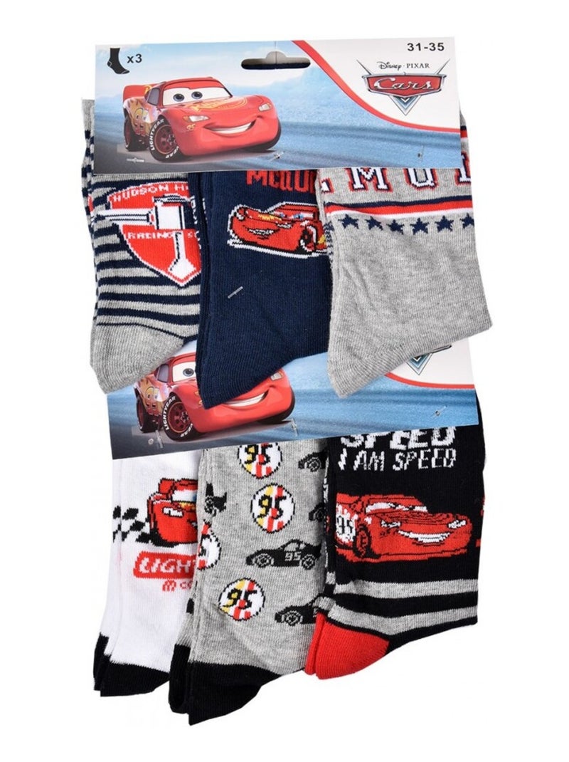 Calcetines Pack Niño CARS - Pack de 6 Gris rojo blanco - Kiabi