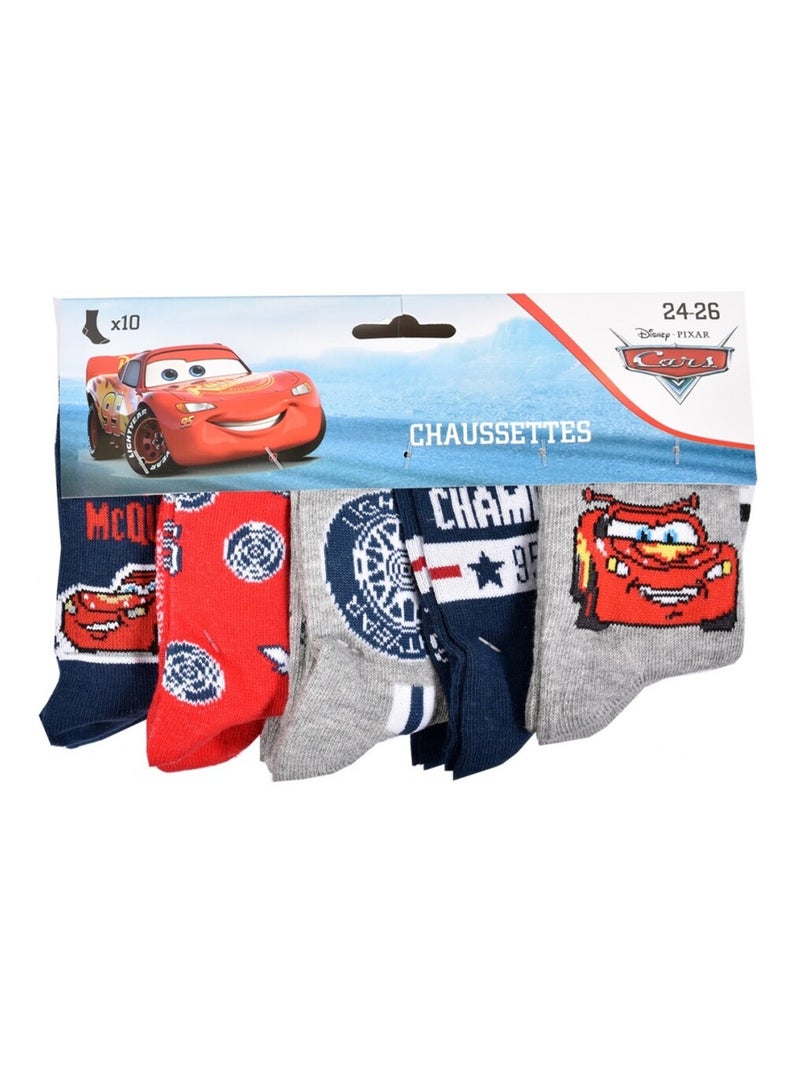 Calcetines Pack Niño CARS - Pack de 9 Gris rojo blanco - Kiabi