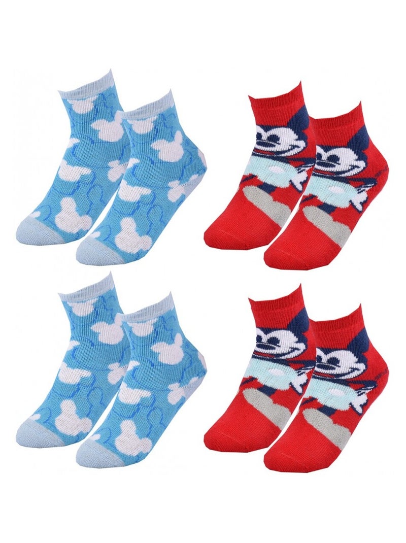 Calcetines Pack Niño DISNEY MICKEY MOUSE - Pack de 4 Azul Rojo - Kiabi