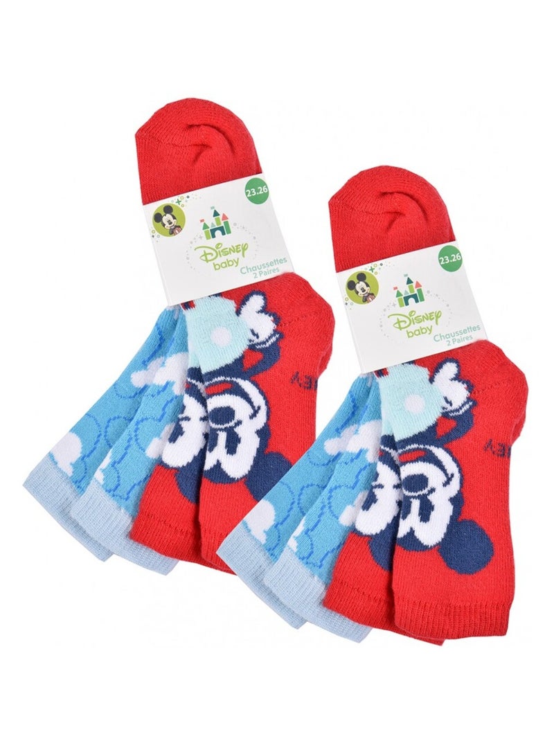 Calcetines Pack Niño DISNEY MICKEY MOUSE - Pack de 4 Azul Rojo - Kiabi