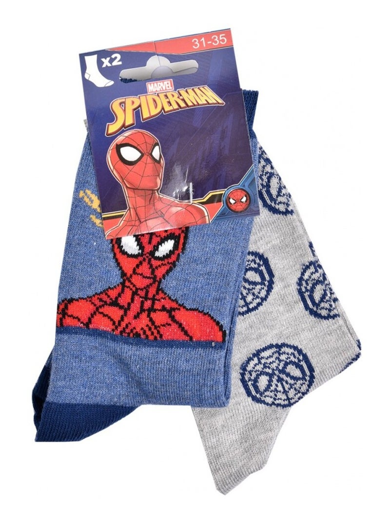 Calcetines Pack Niño DISNEY SPIDERMAN - Pack de 2 Gris azul - Kiabi