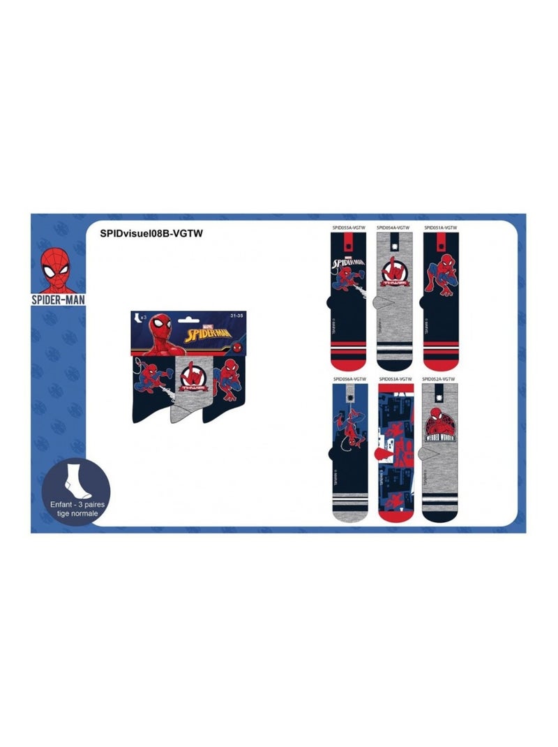Calcetines Pack Niño DISNEY SPIDERMAN - Pack de 6 Azul gris claro Gris - Kiabi