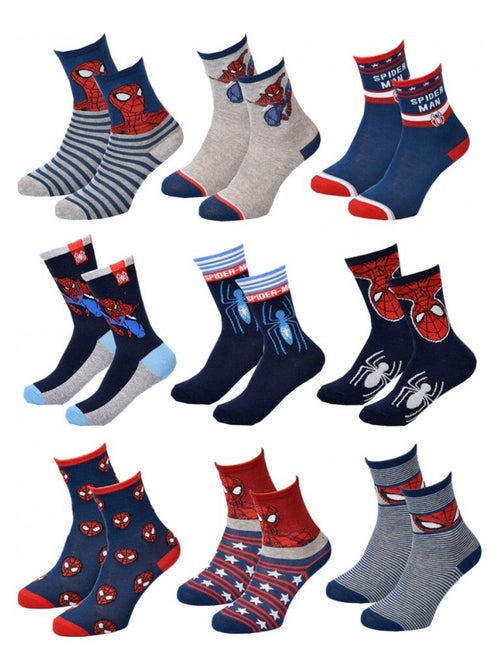 Calcetines Pack Niño DISNEY SPIDERMAN - Pack de 9 - Kiabi