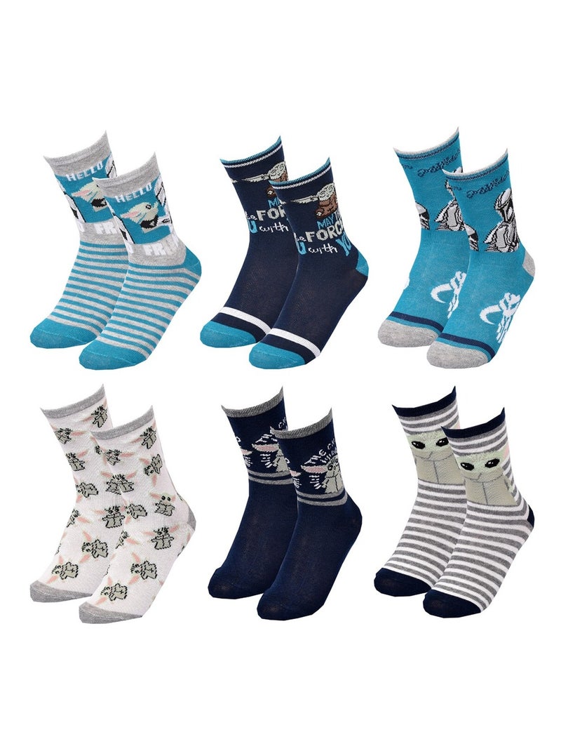 Calcetines Pack Niño DISNEY STAR WARS Pack de 6 Pares Azul Verde Gris - Kiabi