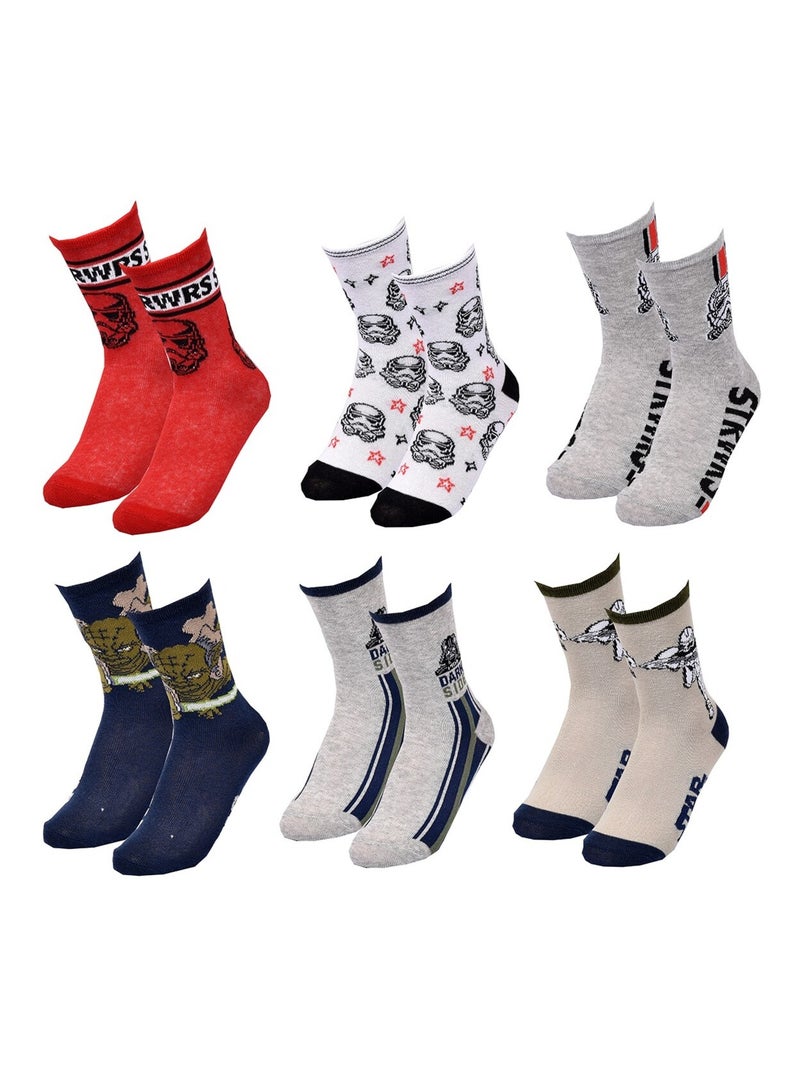 Calcetines Pack Niño DISNEY STAR WARS Pack de 6 Pares Blanco Rojo Azul - Kiabi