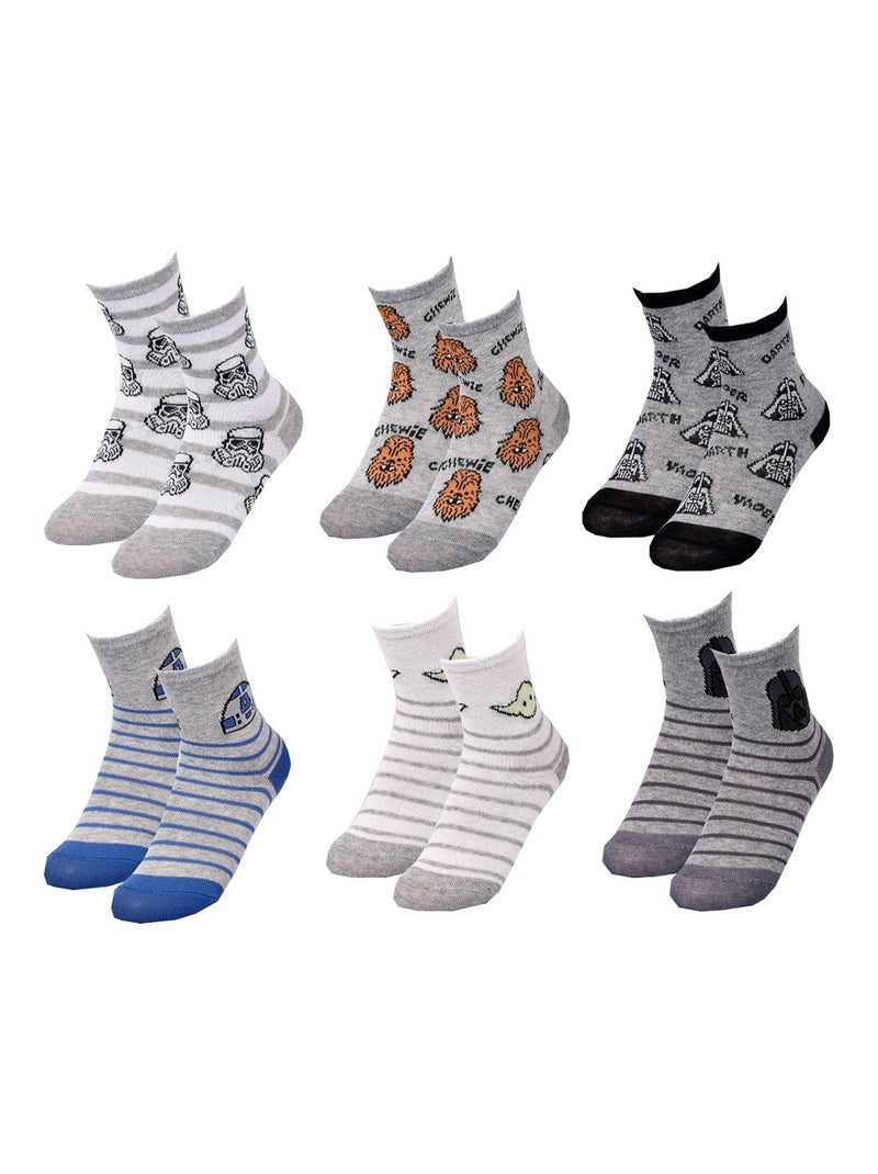 Calcetines Pack Niño DISNEY STAR WARS Pack de 6 Pares Gris negro azul - Kiabi