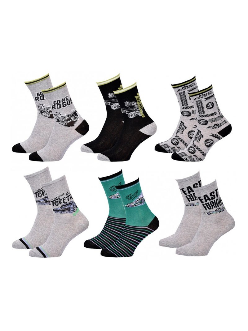 Calcetines Pack Niño FAST AND FURIOUS - Pack de 6 Gris negro gris - Kiabi