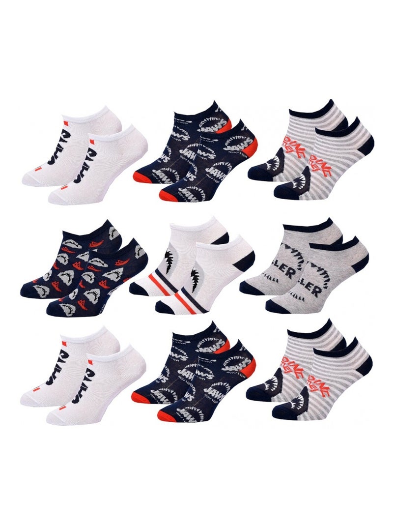Calcetines Pack Niño JAWS - Pack de 9 Negro Blanco Gris Rojo - Kiabi