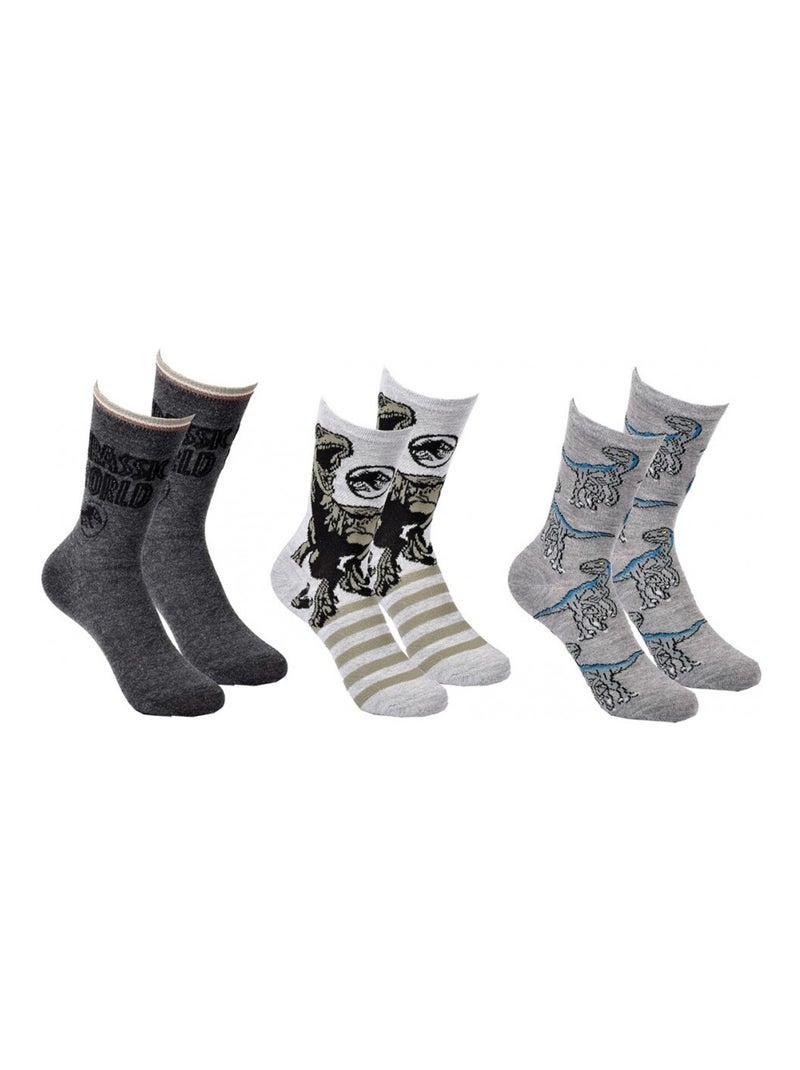 Calcetines Pack Niño JURASSIC WORLD - Pack de 3 Gris amarillo gris - Kiabi