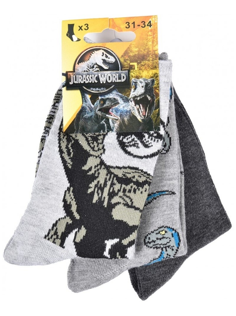 Calcetines Pack Niño JURASSIC WORLD - Pack de 3 Gris amarillo gris - Kiabi