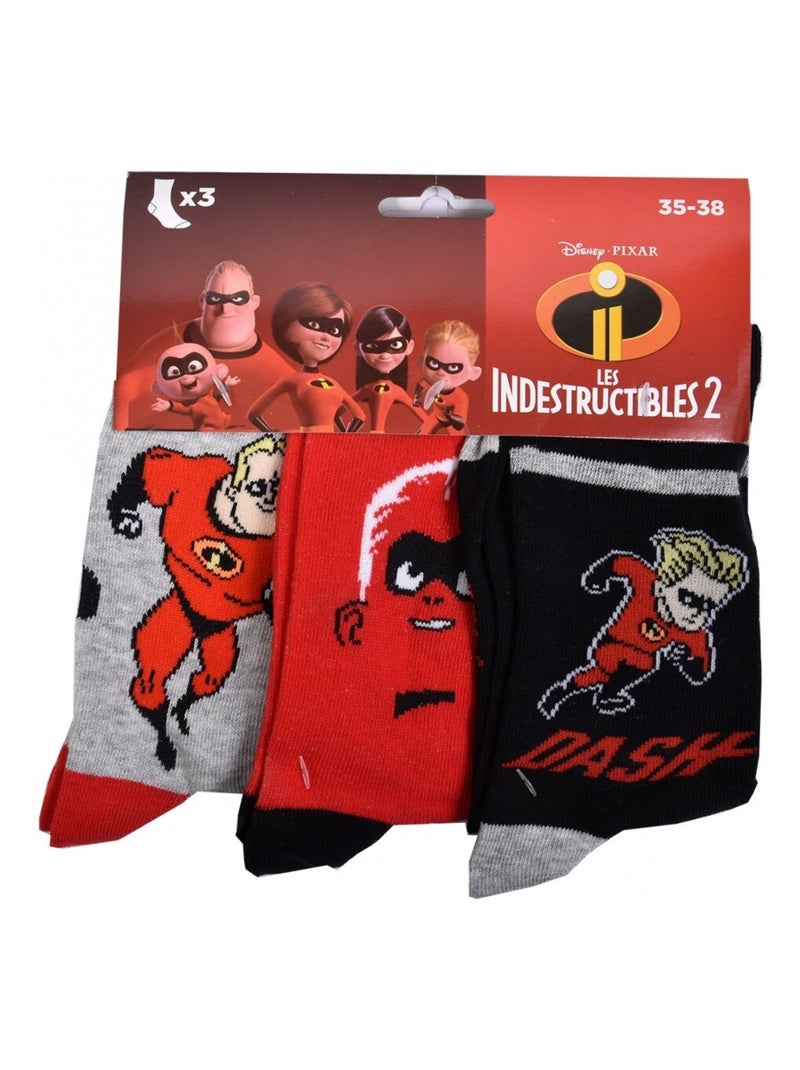 Calcetines Pack Niño LOS INCREÍBLES - Pack de 6 Negro Rojo Gris - Kiabi