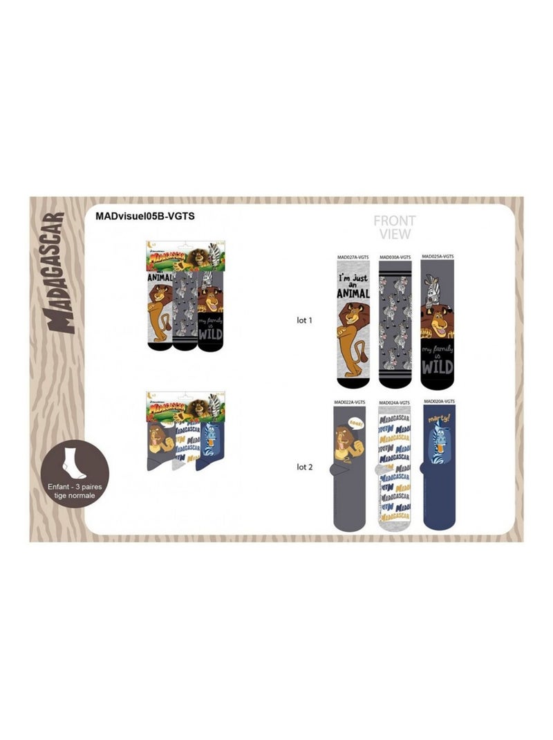 Calcetines Pack Niño MADAGASCAR - Pack de 6 Gris gris antracita negro - Kiabi