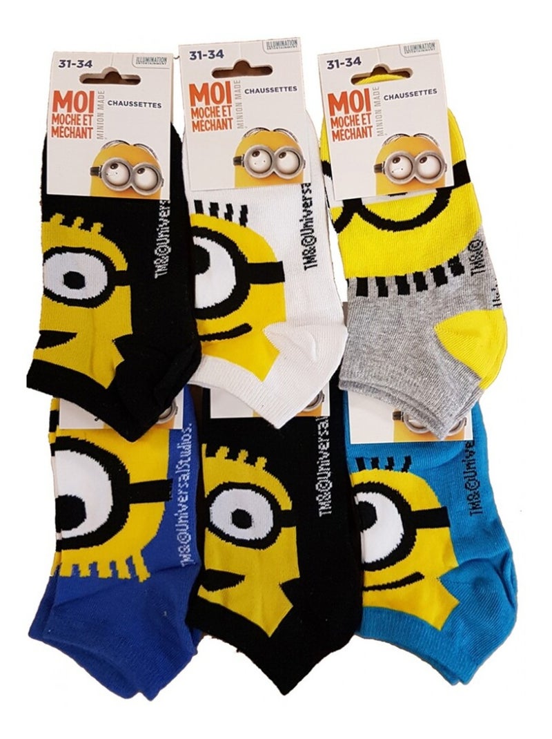 Calcetines Pack Niño MINIONS - Pack de 9 Azul Amarillo Negro - Kiabi