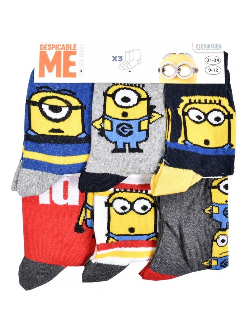 Calcetines Pack Niño MINIONS - Pack de 9 Gris amarillo negro - Kiabi