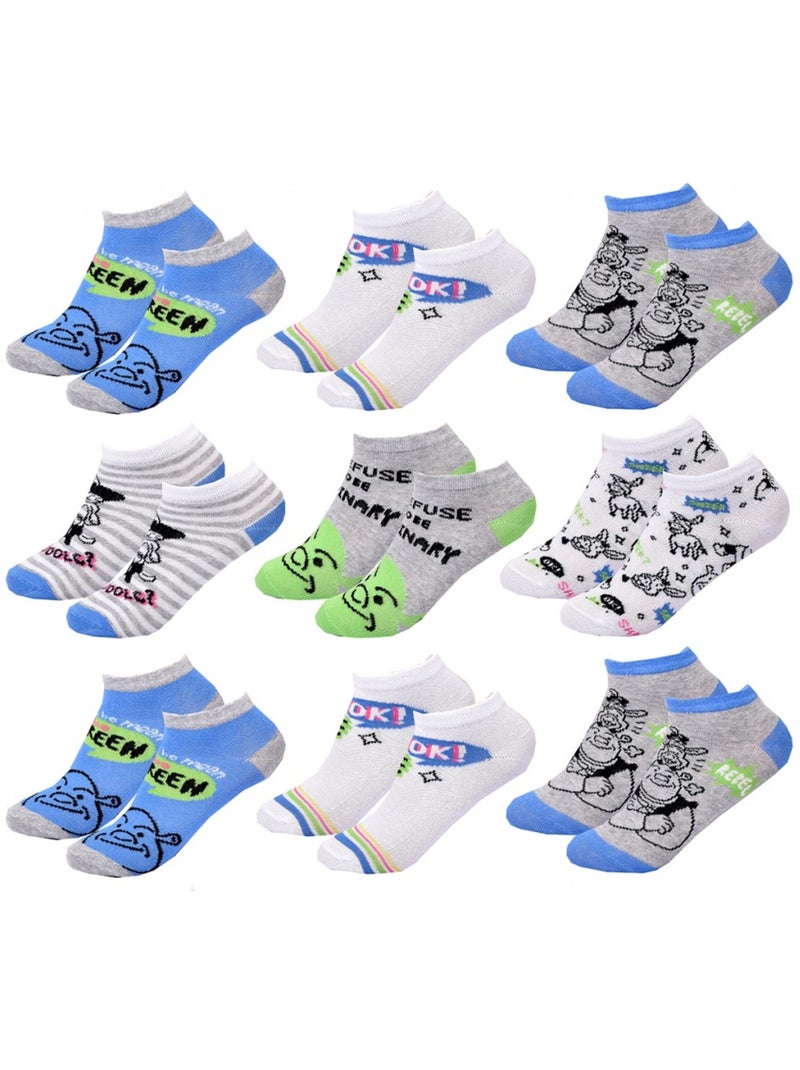 Calcetines Pack Niño SHREK - Pack de 9 Azul Blanco Negro Gris - Kiabi