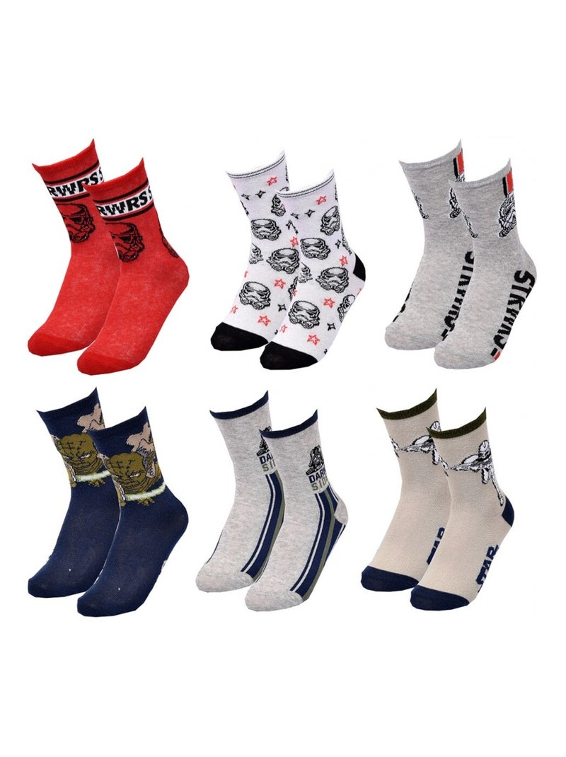 Calcetines Pack Niño STAR WARS - Pack de 6 Gris rojo blanco - Kiabi
