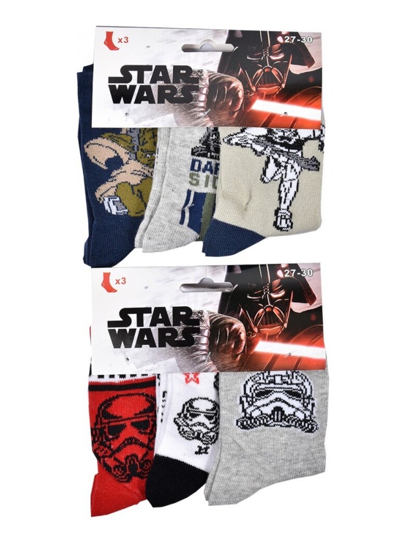 Calcetines Pack Niño STAR WARS - Pack de 6 Gris rojo blanco - Kiabi