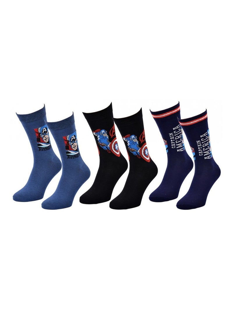 Calcetines Pack Regalo Hombre MARVEL AVENGERS - Pack de 3 Azul Negro Azul - Kiabi
