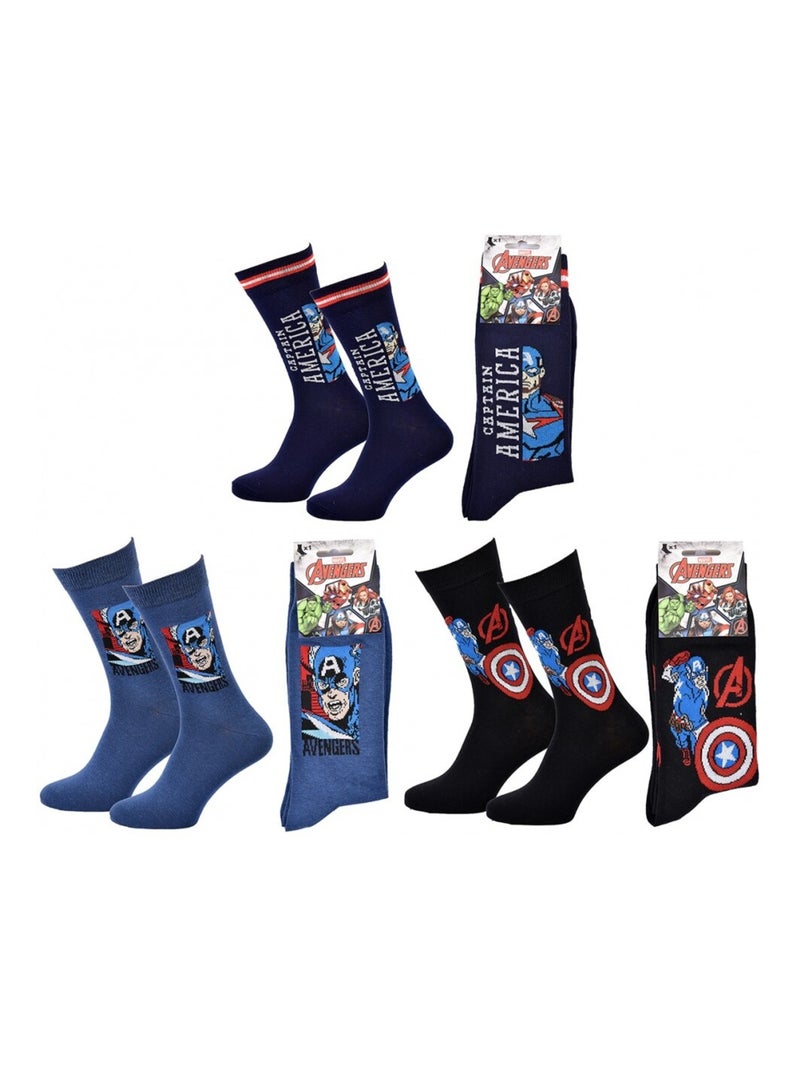 Calcetines Pack Regalo Hombre MARVEL AVENGERS - Pack de 3 Azul Negro Azul - Kiabi