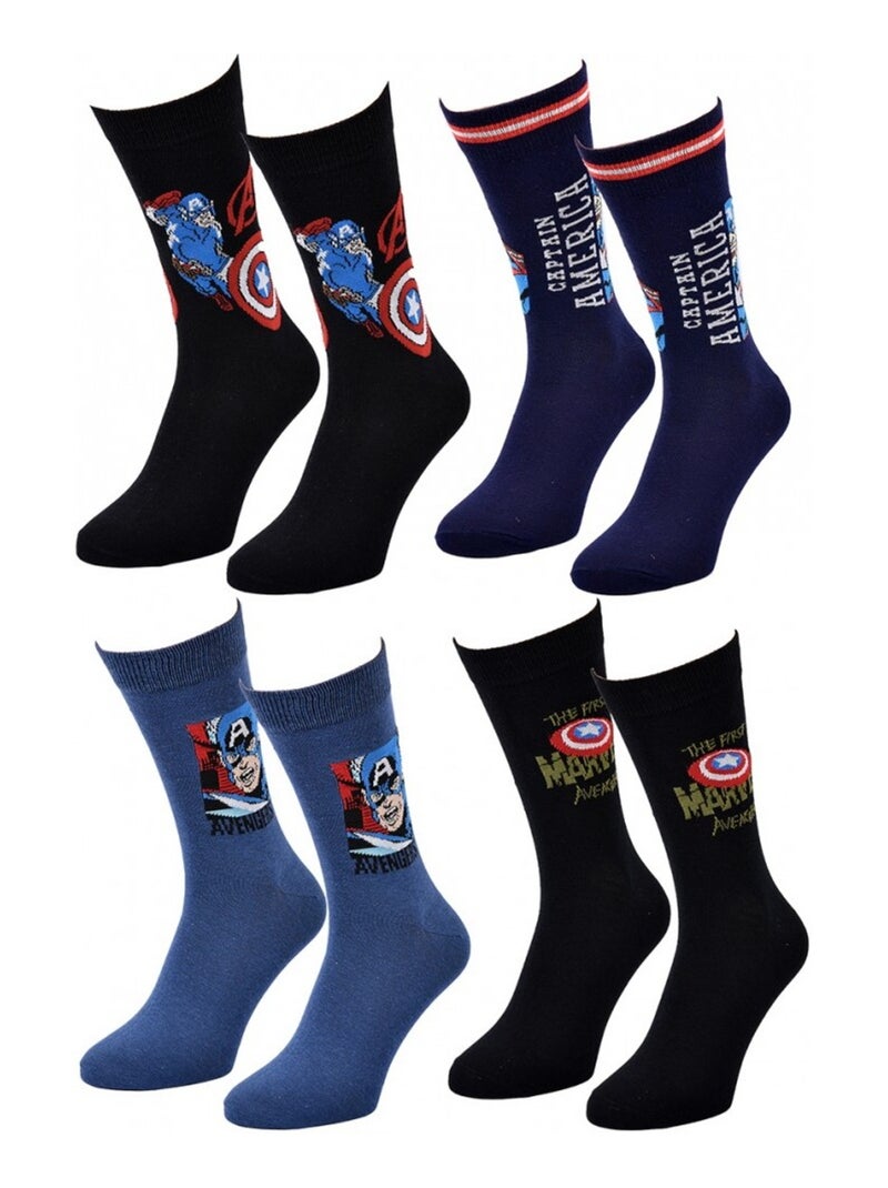 Calcetines Pack Regalo Hombre MARVEL AVENGERS - Pack de 4 Negro Azul marino Negro - Kiabi