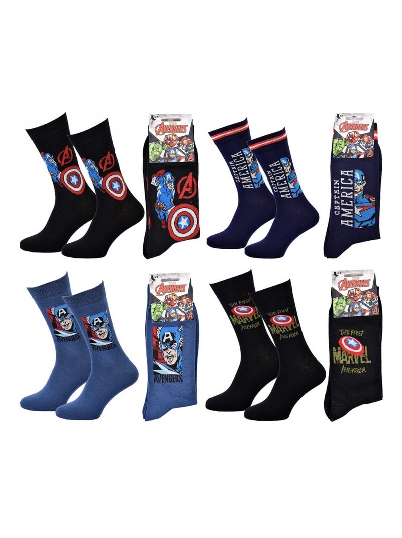 Calcetines Pack Regalo Hombre MARVEL AVENGERS - Pack de 4 Negro Azul marino Negro - Kiabi