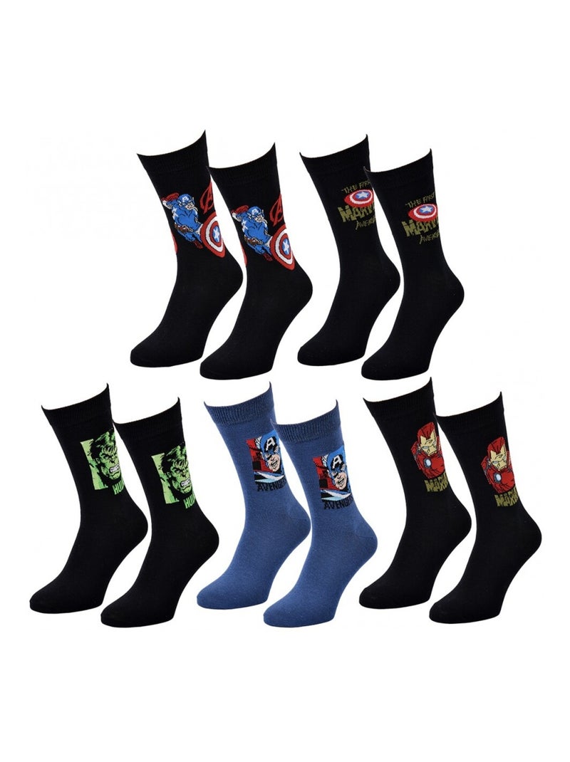 Calcetines Pack Regalo Hombre MARVEL AVENGERS - Pack de 5 Negro Azul Negro - Kiabi