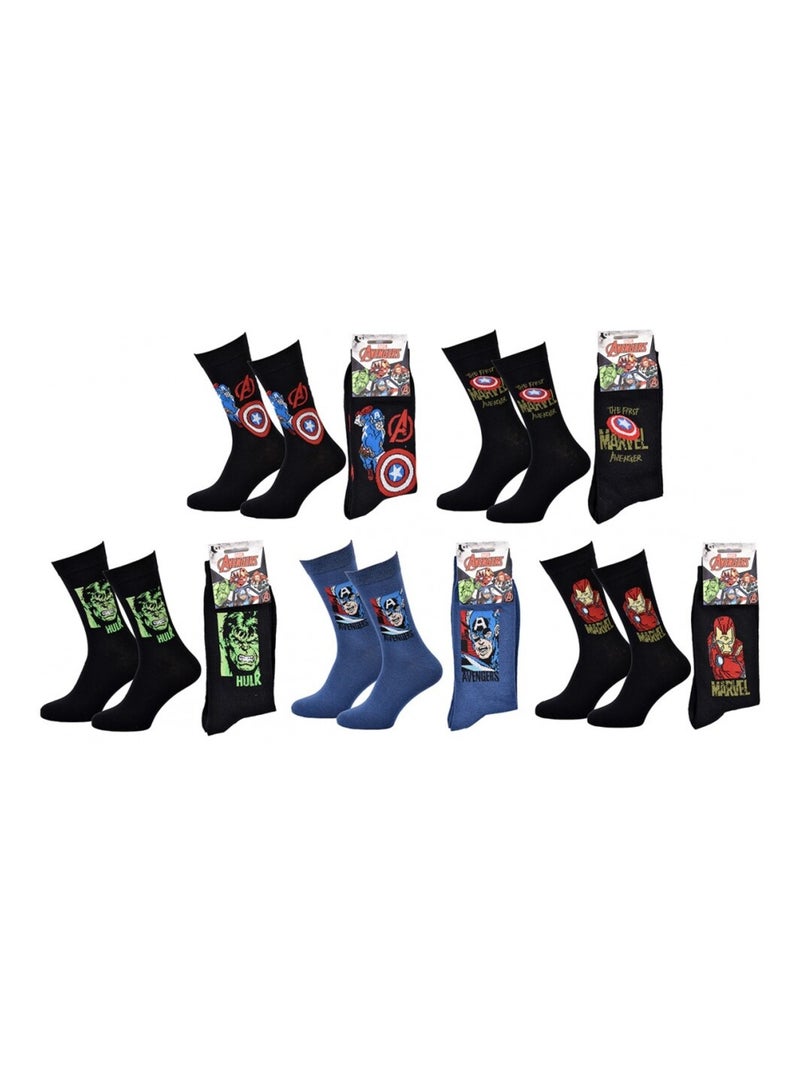 Calcetines Pack Regalo Hombre MARVEL AVENGERS - Pack de 5 Negro Azul Negro - Kiabi