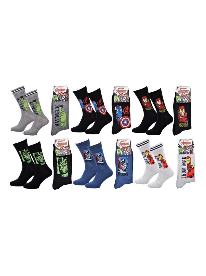 Calcetines Pack Regalo Hombre MARVEL AVENGERS - Pack de 6 Gris amarillo negro - Kiabi